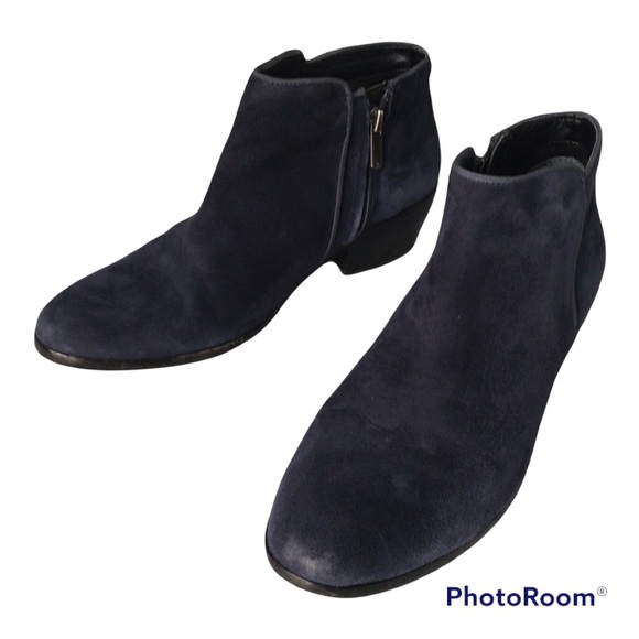 Sam Edelman Black Navy Blue Sued Women Booties Size 7 - Picture 3 of 10